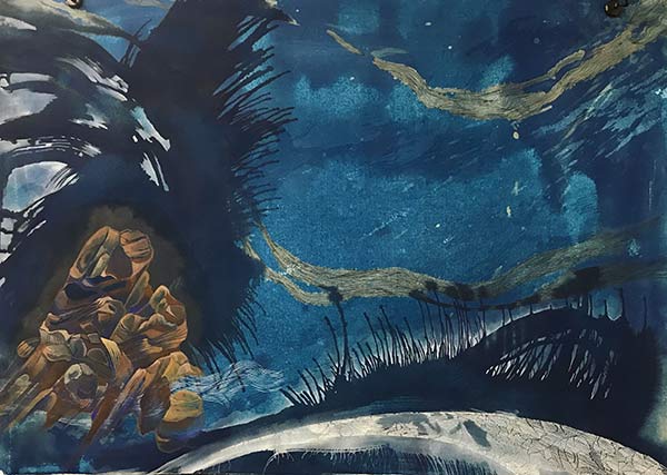 ArtByron Beki DaviesInnudated Cyanotype ink acrylic on Fabriano paper